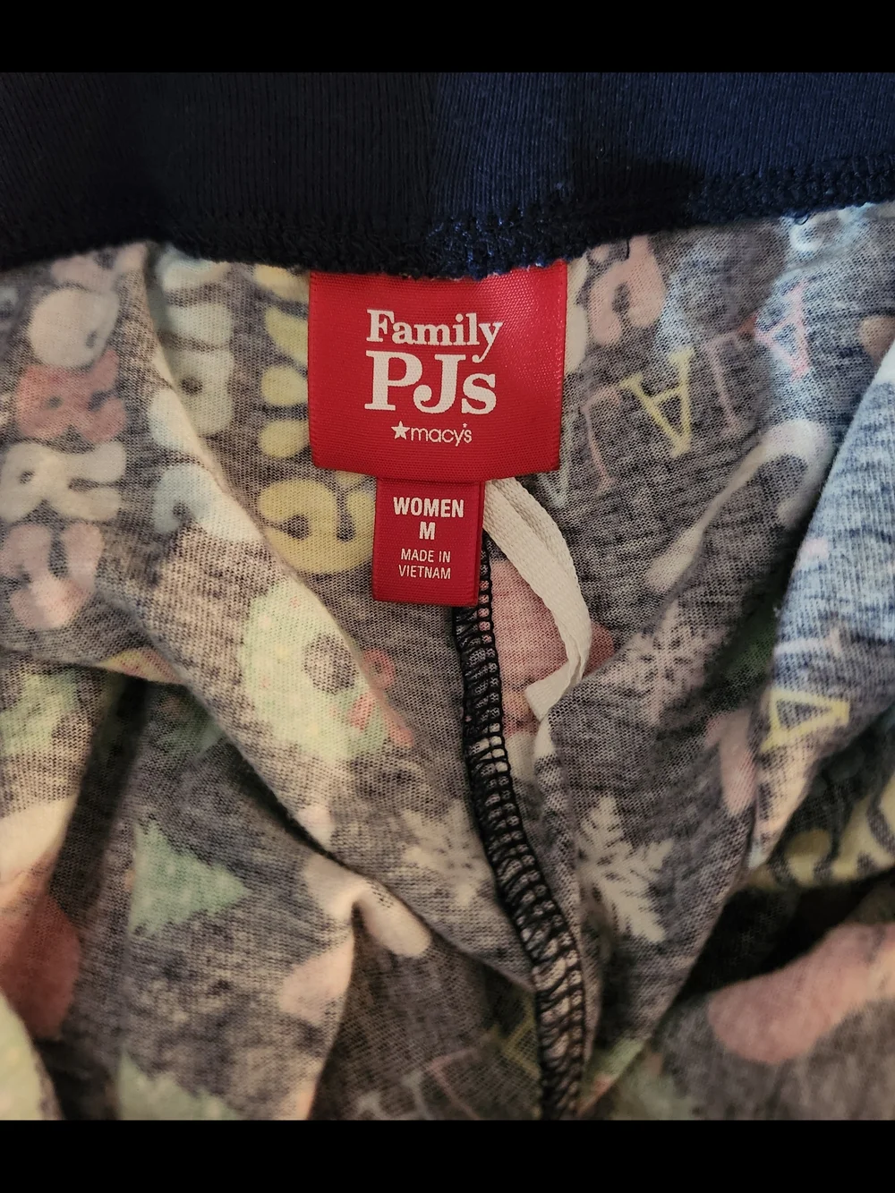 Macy's Navy Holiday Pajama Set with Multicolor Print
